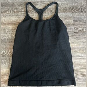 Athleta Black Ribbed Racerback Tank Top